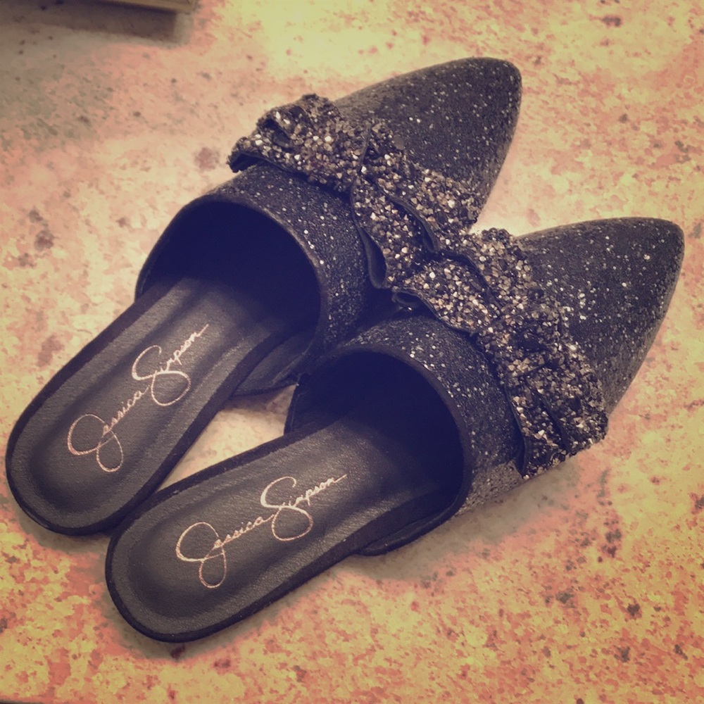 Jessica Simpson glitter mules